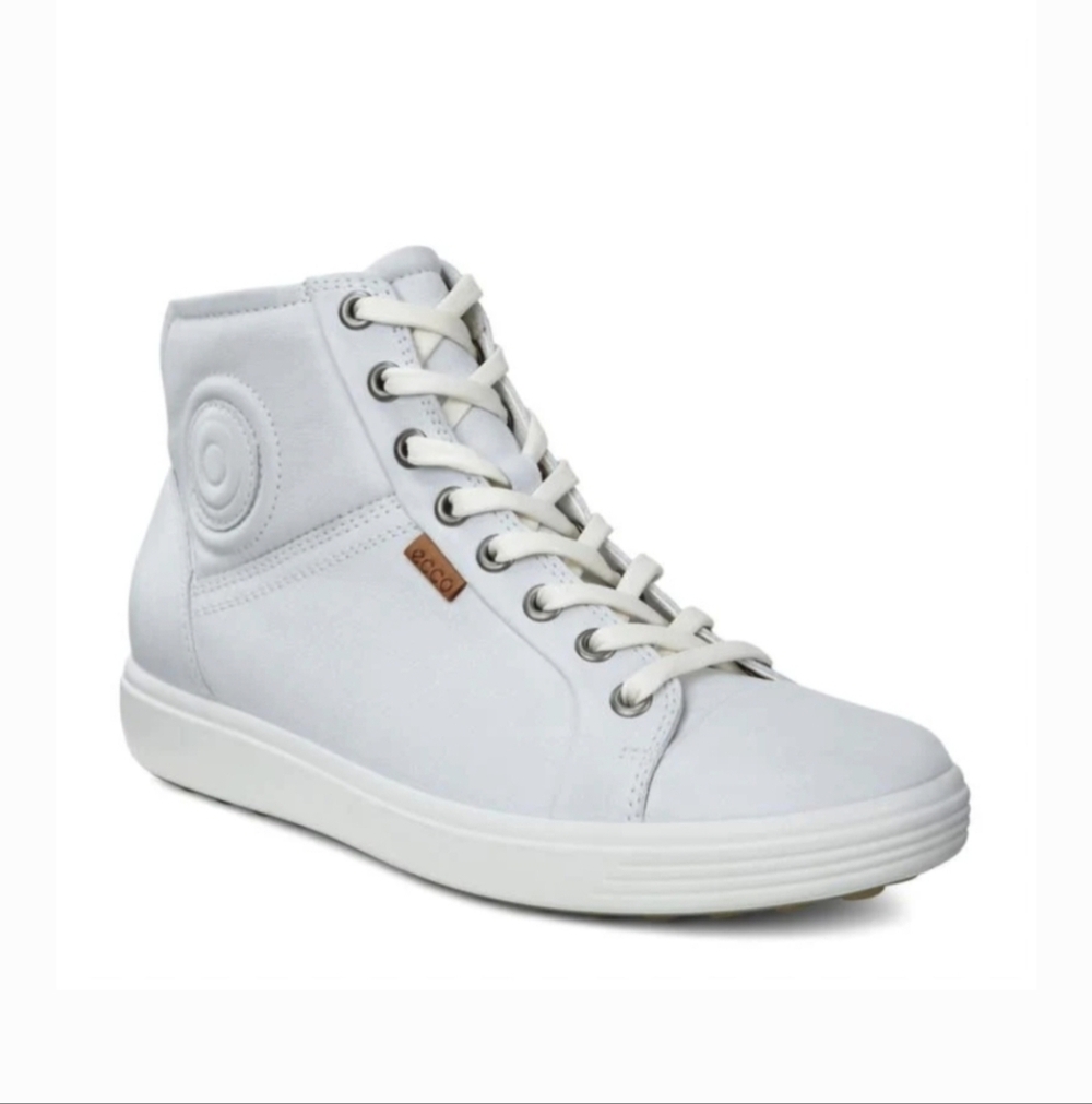 Ecco Soft 7 High-Top Sneakers With Medallion In White Size 9